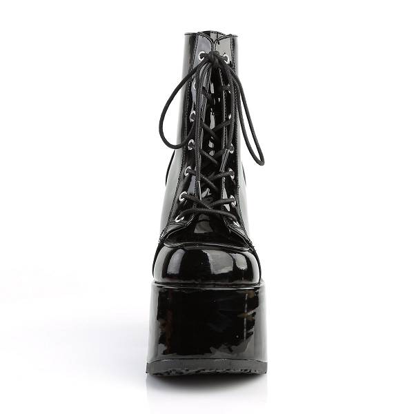 Demonia Women's Camel-203 Platform Ankle Boots - Black Patent D6098-35US Clearance